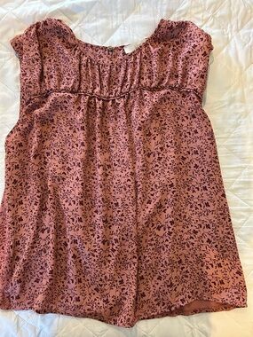 LOFT Dusty Rose Floral-Print Blouse